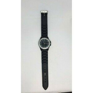 Geneva Silicone Band Stainless Steel Back Water Resistant Faux Diamond Watch